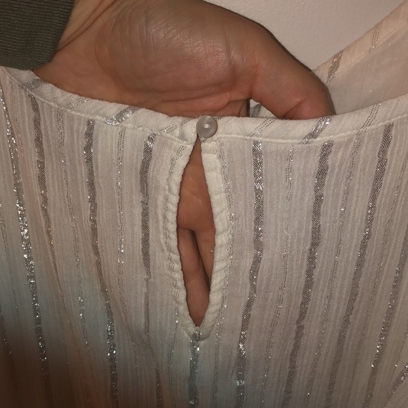 Aerie white cotton / silver metallic striped maxi dress. - Picture 6 of 6